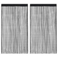 String Curtains 2 pcs 100x250 cm Black