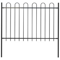 Garden Fence Boxtel with Hoop Top Steel 181x120 cm Black