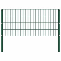 Fence Panel with Posts Iron 176.5x80 cm Green