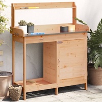 Potting Table with Cabinet Brown 110.5x45x124.5 cm Solid Wood Fir