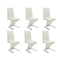 Dining Chairs 6 pcs White Faux Leather