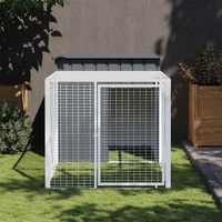 Chicken Cage with Run Anthracite 110x201x110 cm Galvanised Steel