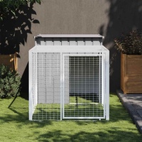 Chicken Cage with Run Light Grey 110x201x110 cm Galvanised Steel