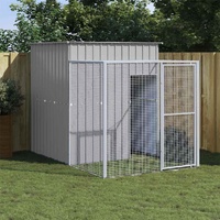 Chicken Cage with Run Light Grey 165x251x181 cm Galvanised Steel