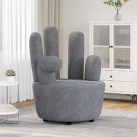 Chair Hand-shaped Grey Velvet