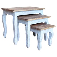Nesting Table Set 3 Pieces Solid Mahogany Wood