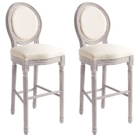 Bar Chairs 2 pcs White Linen