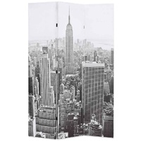 Folding Room Divider 120x180 cm New York by Day Black and White