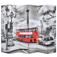 Folding Room Divider 228x180 cm London Bus Black and White