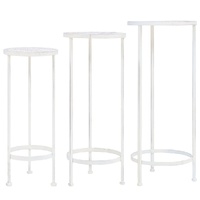Plant Stand Set 3 Pieces Vintage Style Metal Antique White