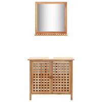 Sink Cabinet with Mirror Solid Walnut Wood