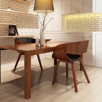 Dining Chairs 2 pcs Brown Bent Wood and Faux Leather