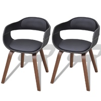 Dining Chairs 2 pcs Black Bent Wood and Faux Leather