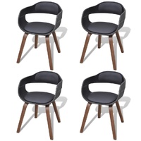 Dining Chairs 4 pcs Black Bent Wood and Faux Leather