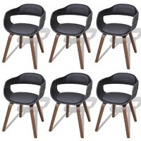 Dining Chairs 6 pcs Black Bent Wood and Faux Leather
