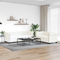 Chesterfield 2-Seater and 3-Seater Artificial Leather White