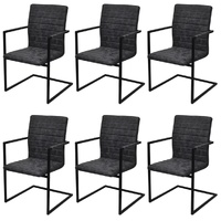 Cantilever Dining Chairs 6 pcs Black Faux Leather