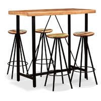 Bar Set 5 Pieces Solid Acacia and Wood Reclaimed