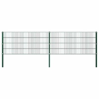Fence Panel with Posts Iron 349x80 cm Green