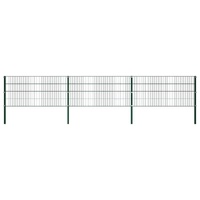 Fence Panel with Posts Iron 522x80 cm Green