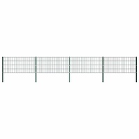 Fence Panel with Posts Iron 694.5x80 cm Green
