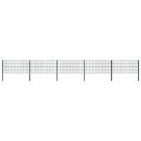 Fence Panel with Posts Iron 867x80 cm Green