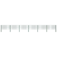Fence Panel with Posts Iron 1040x80 cm Green