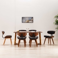 Dining Chairs 6 pcs Grey Bent Wood and Fabric