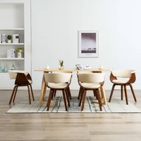 Dining Chairs 6 pcs Cream Bent Wood and Faux Leather