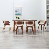 Dining Chairs 6 pcs Cream Bent Wood and Faux Leather