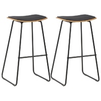 Bar Stools 2 pcs Black Faux Leather