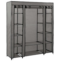 Wardrobe with Compartments and Rods Grey 150x45x176 cm Fabric