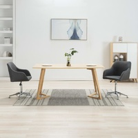 Swivel Dining Chairs 2 pcs Dark Grey Fabric