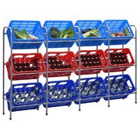Storage Shelf for 12 Crates Silver 190x33x116 cm Steel