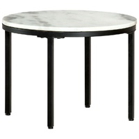 Coffee Table White and Black Ø50 cm Real Solid Marble
