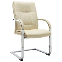 Cantilever Office Chair Cream Faux Leather