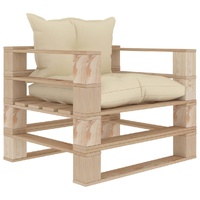 Garden Pallet Sofa with Cream Cushions Wood