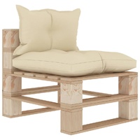 Garden Pallet Middle Sofa with Cream Cushions Wood