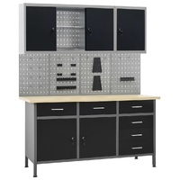 Workbench with Four Wall Panels and Two Cabinets