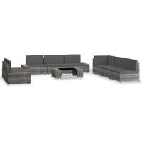 9 Piece Garden Lounge Set Poly Rattan Grey
