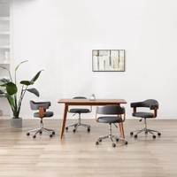 Swivel Dining Chairs 4 pcs Grey Bent Wood and Fabric