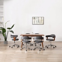 Swivel Dining Chairs 6 pcs Grey Bent Wood and Fabric