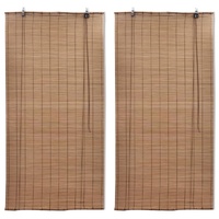 Bamboo Roller Blinds 2 pcs 150 x 220 cm Brown