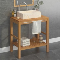 Bathroom Vanity Cabinet Solid Wood Teak with Sink Marble Cream