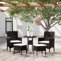 5 Piece Garden Lounge Set Poly Rattan Black