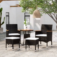 5 Piece Garden Lounge Set Poly Rattan Black