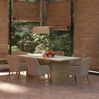 7 Piece Garden Dining Set Poly Rattan Brown