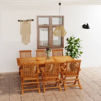 7 Piece Garden Dining Set Solid Teak Wood