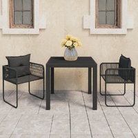 3 Piece Garden Dining Set PVC Rattan Black