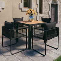 5 Piece Garden Dining Set PVC Rattan Black and Brown